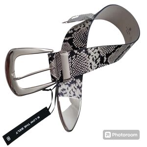 B-Low The Belt Thick Statement Python Snake Print Leather Waist Belt Size S